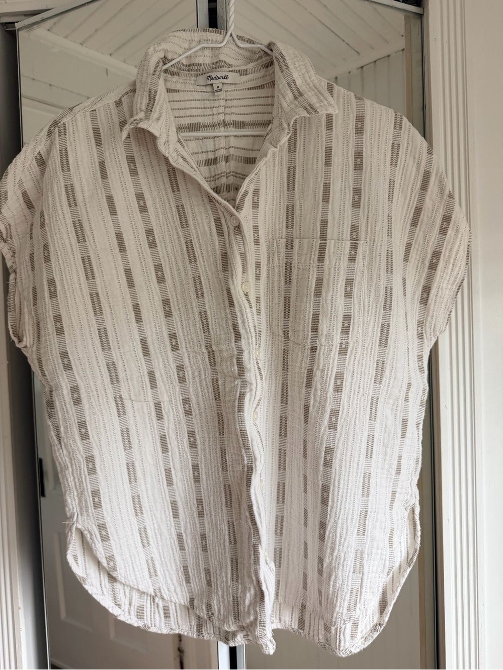 Madewell Cream & Taupe Striped Button-Down Shirt